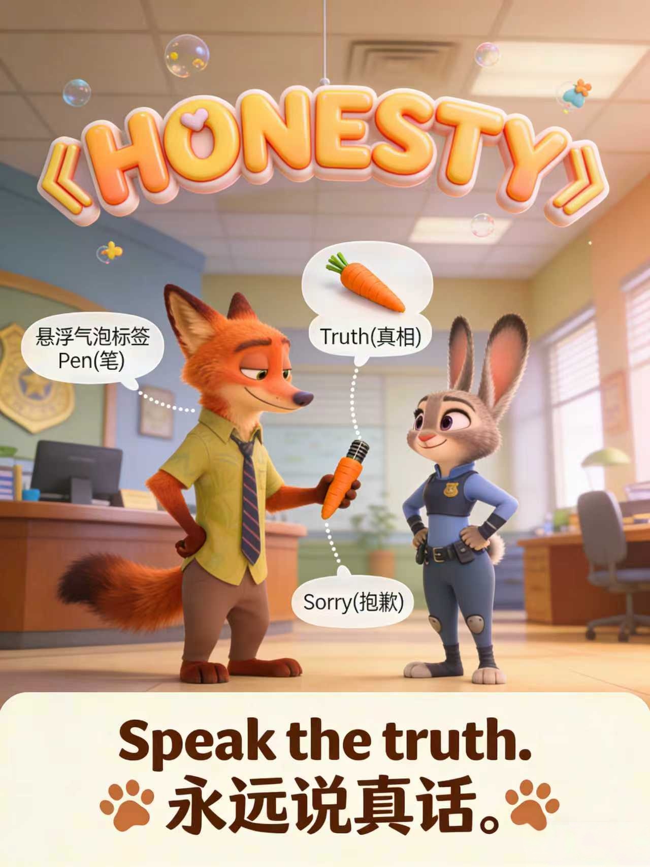 疯狂动物城2双语情景卡